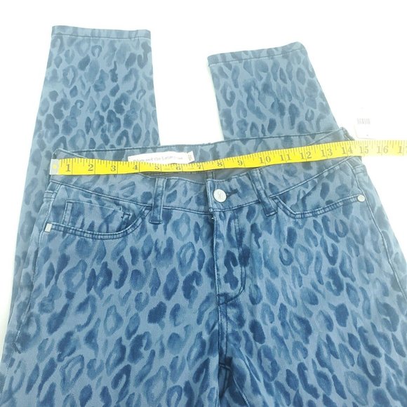 Pilcro Womens Blue Leopard Print Mid Rise Skinny Flat Front Ankle Jeans Size 26 - Picture 4 of 12